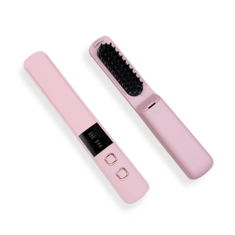 
LED Display Portable USB Rechargeable Electric Hair Straightener Brush Hair Styling Tool Straightener Comb 