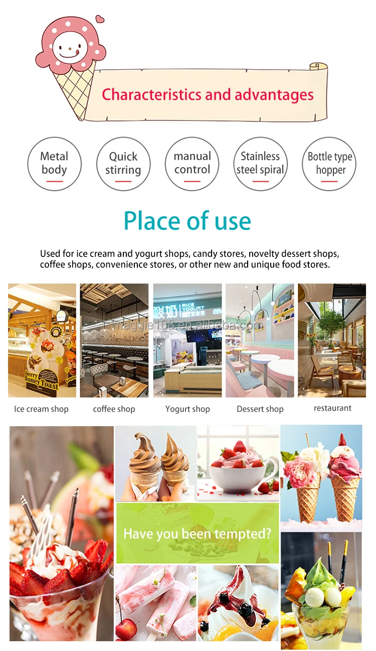 Small Business 110V 220V 750 W Frozen Ice Cream Blender Machine At Supermarket Restaurant School Party