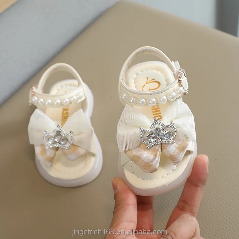Baby Sandals 2024 New baby sandals Open toe bow crown Baby sandals Lady fashion