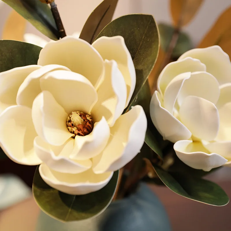 Sevenstar Beautiful 3 Head Magnolia Real Touch Wholesale Magnolia Artificial Flower For  wedding Table Centerpiece Decoration