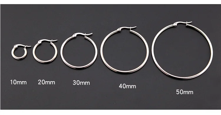 Trendy Fashion Stainless Steel Stud Earrings Gold Plated Big Circle Hoop Round Piercing for Men and Women Silver Color Bulk