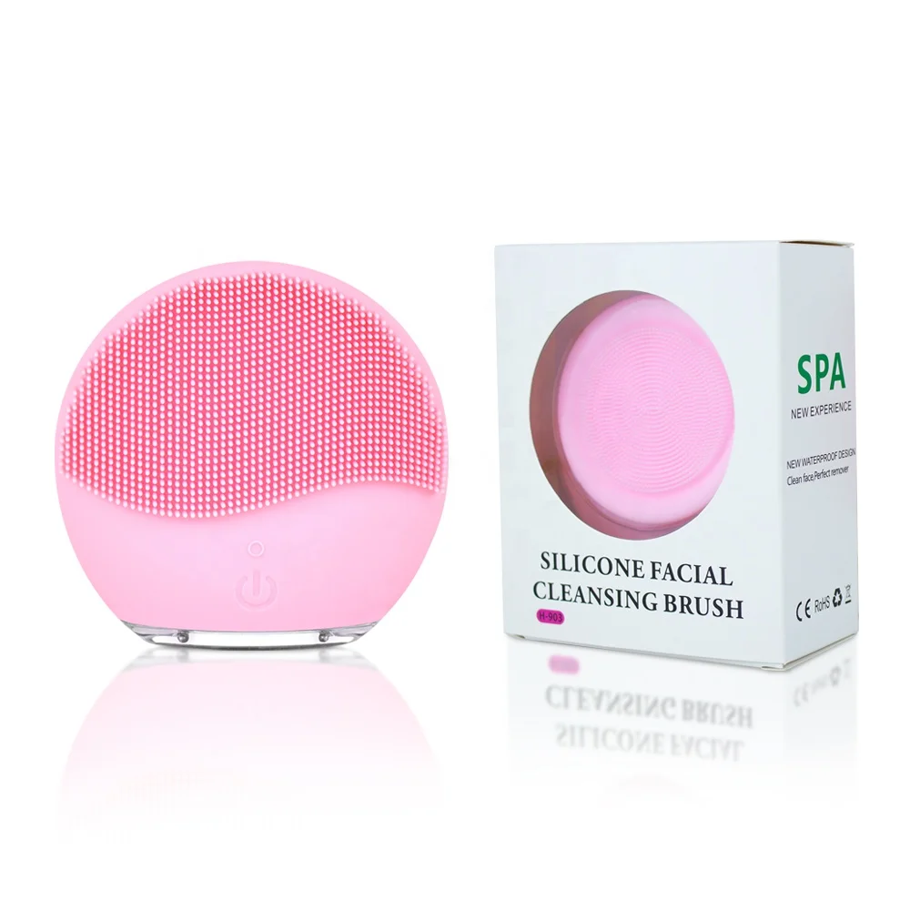 Custom logo Facial Cleanser Brush Exfoliating Scrub USB Electric Vibration Silicone Face Deep Cleansing Brush