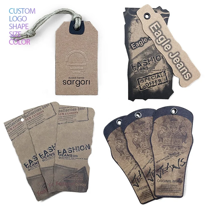 Embossed Etiketter Etiquetas Branded Swing Paper Hang Logo Clothing Tags Custom Tag Hangtag