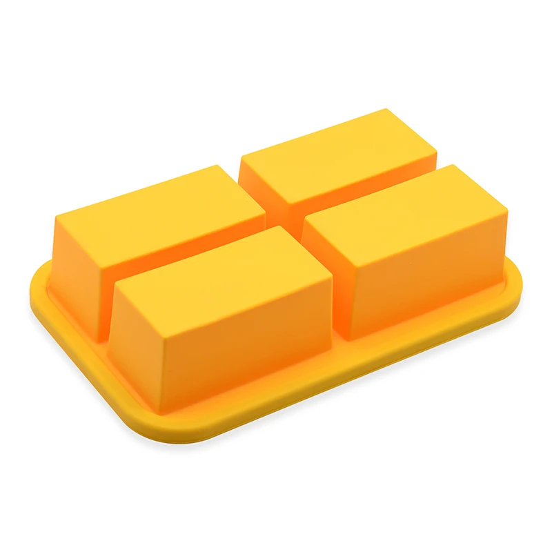 Jumbo Size 4 Cavity Extra-Large Silicone Freezer Food Container Tray with Plastic Lid Heavy Duty Freezing Tray for Soup Broth