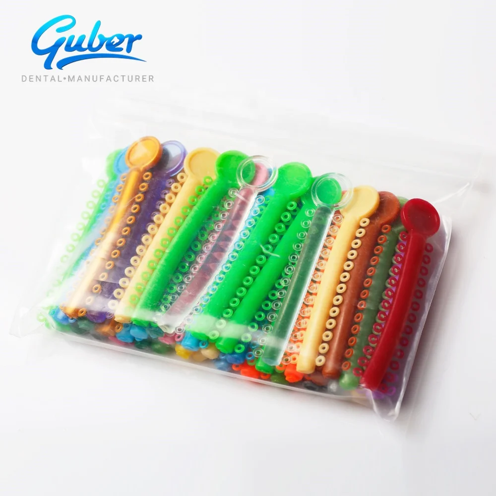 ISO Guber Dental Ortho Ligature Tie Multi-Color Dental Ligaties Orthodontic Elastic Rubber Bands for Ligature Modules Tie