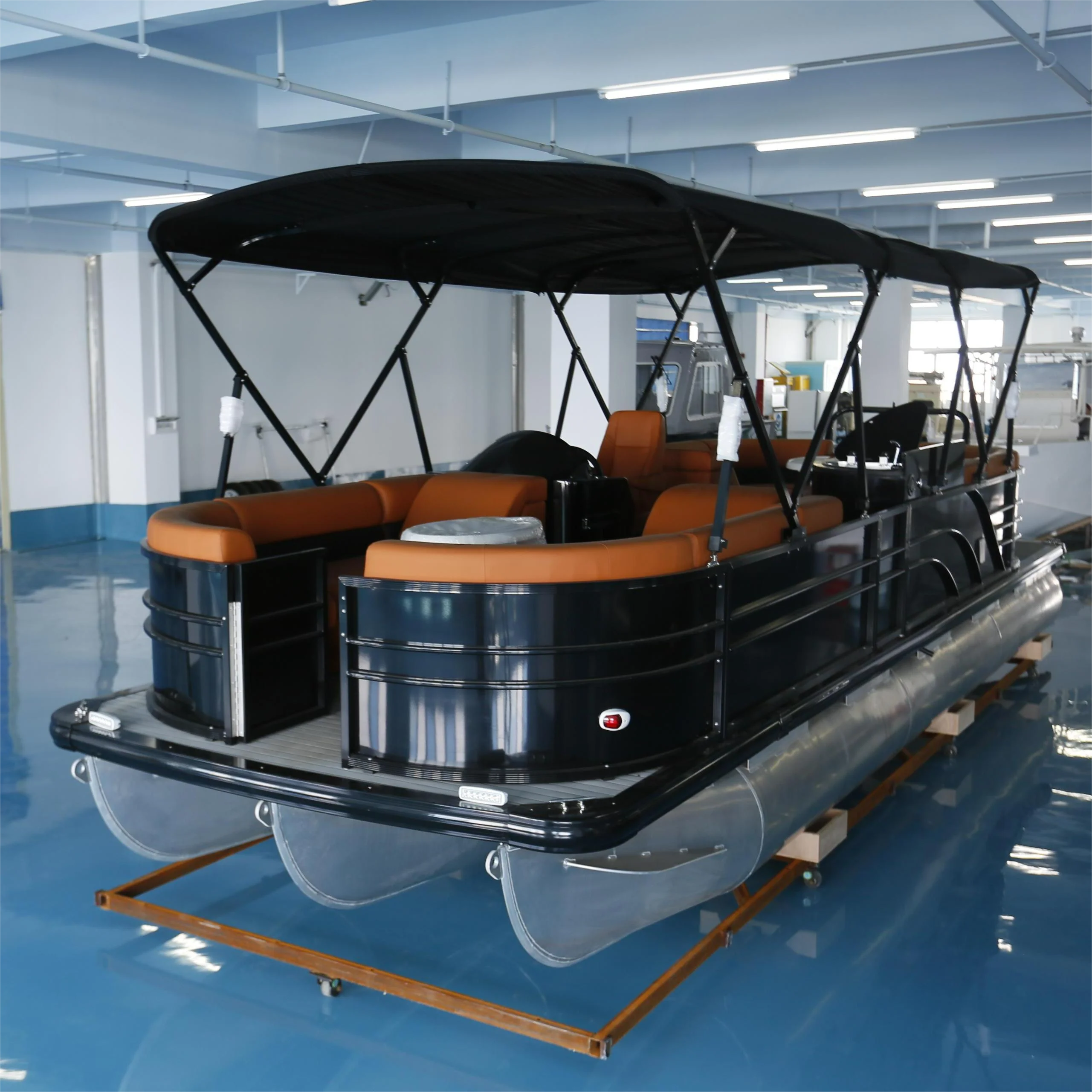 Kinocean 25FT Best Quality Full Welded Aluminum and Fiberglass Pontoon Boat with Engine for Water Entertainments