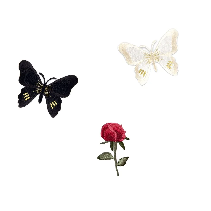 2021 new butterfly flower love star clothes accessories embroidery patch back adhesive tape OEM
