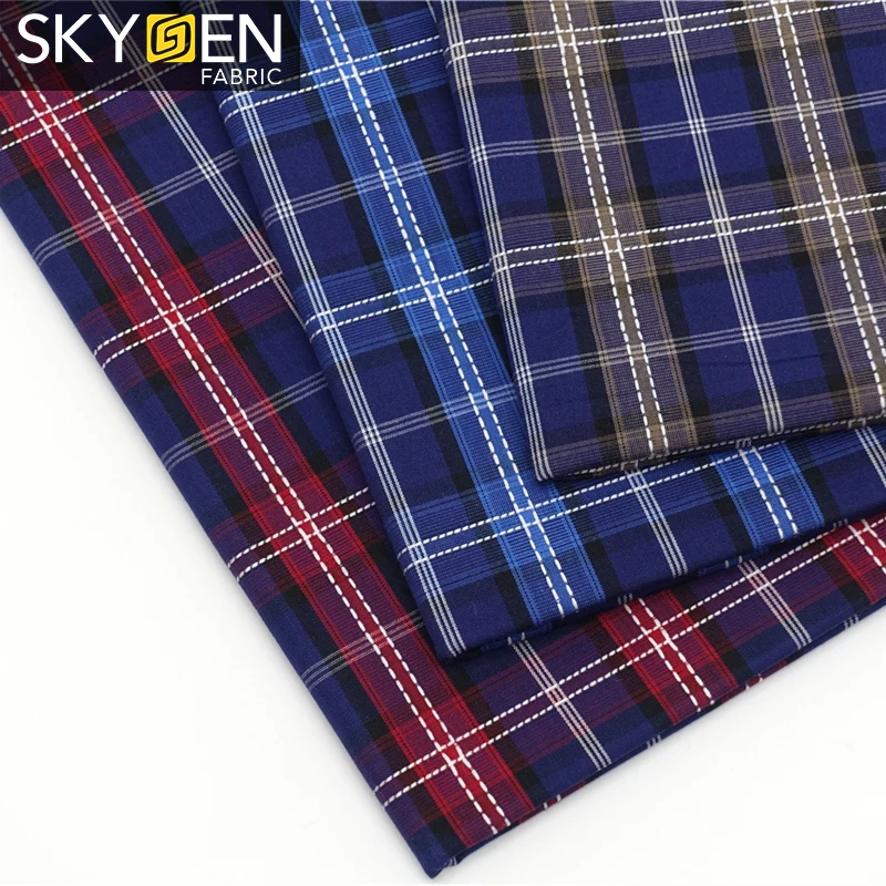 Wholesale Yarn Dyed Check Tartan 100 Cotton Shirting Fabric Textile