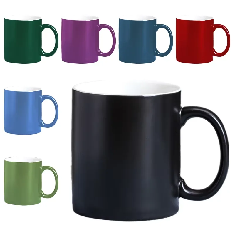 Custom Logo Matte Black 11oz Coffee Ceramic Cup Mug Sublimation Coating Gift Mugs Printing Cups