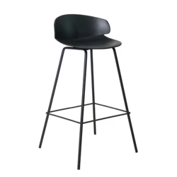 Counter Height Tall Luxury High White Black Nordic Kitchen Modern Cheap Pp Plastic Bar Stool With Powder Coated Iron Metal Legs