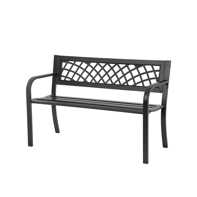 custom outdoor furniture slatted steel bench seating outside park street metal bench seat public garden patio iron bench chair