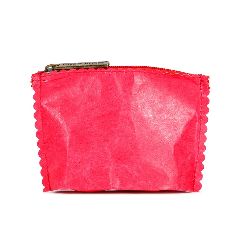 OEM  environmentally friendly wallet daily life red storage bag  durable coin  purse Tyvek  paper  waterproof  wallet