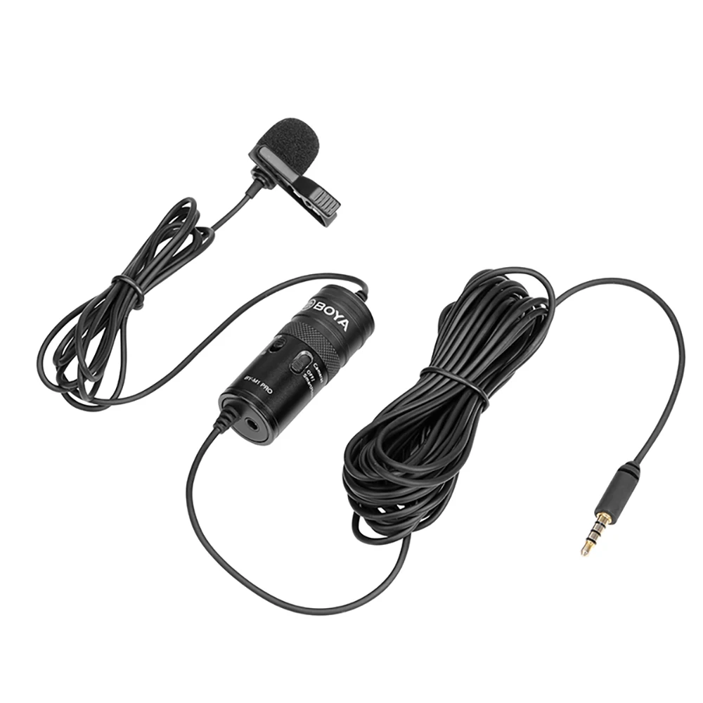 BOYA BY-M1 Pro 6m Clip-on Lavalier Microphone Mini Audio 3.5mm Collar Condenser Lapel Mic for Smartphone DSLR Camcorder Audio