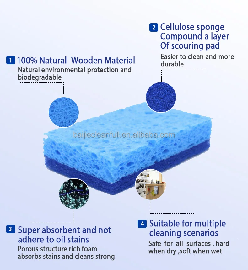 Cellulose Sponge Wholesale Biodegradable Sponge Kitchen Cellulose Sponge Scouring Pad Cellulose