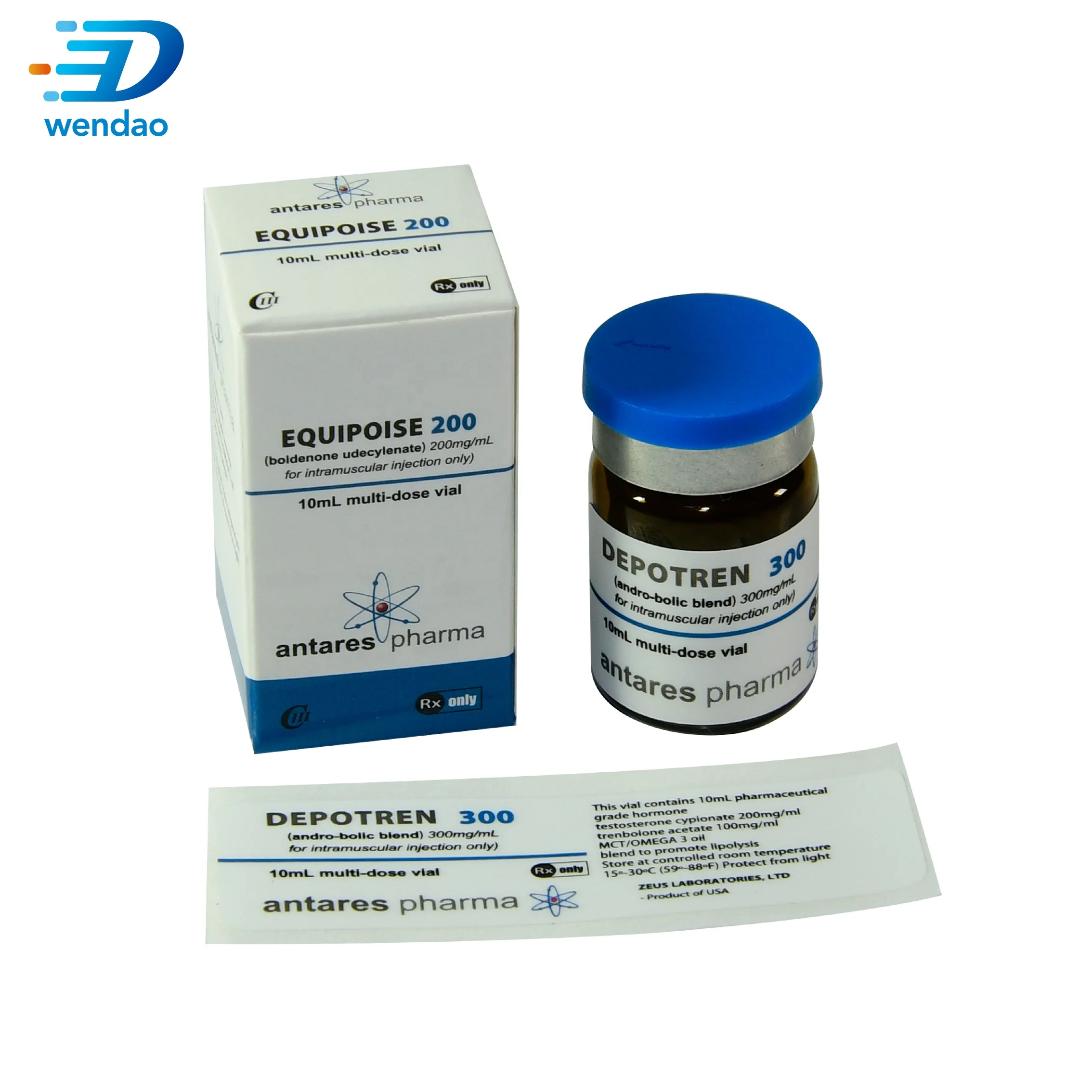 Custom hologram printed waterproof Medicine Pharmaceutical packaging 10ml steroid vial labels and small boxes