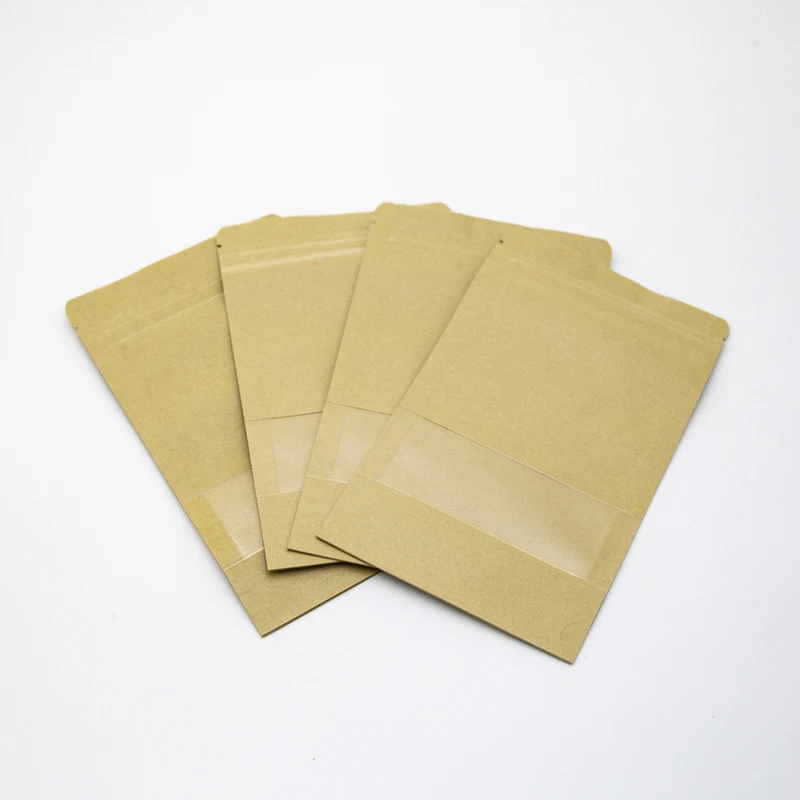 Оптовая продажа биоразлагаемые пакеты из коричневой крафт-бумаги на молнии для упаковки сушеных продуктов стоячие в наличии