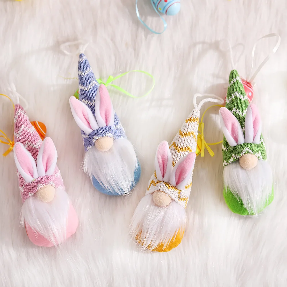 New Shopping Mall Window Courtyard Atmosphere Layout Props Easter Knitted Hat Faceless Old Man Doll Pendant