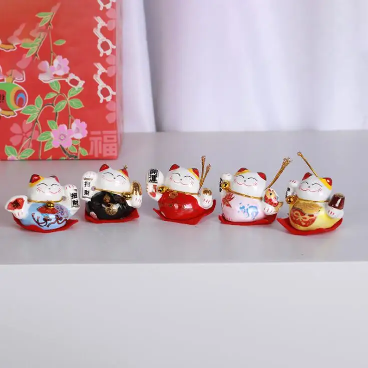 Fashion Black/White Maneki Neko Welcoming Fortune Cat Lucky For Home Car Hotel Restaurant Decor Craft