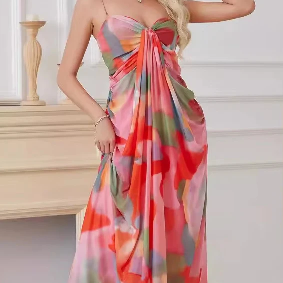 2024 new model printed plus size long dress lady latest clothes lovely address