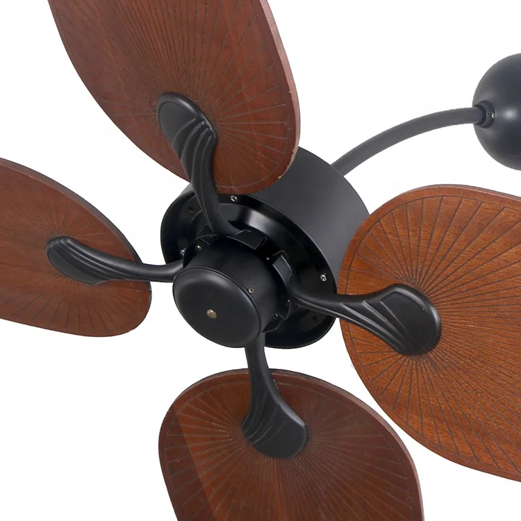52 Inch Fancy Decorative Palm Leaf Wall Mount Fan Solid Wood Blades Ceiling Modern Designer Manufacturer