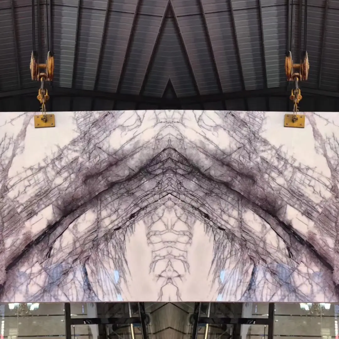 Italy Milas Lilac/New York White Marble Cheap Turkish Book Match White Marble With Purple veins For Counter