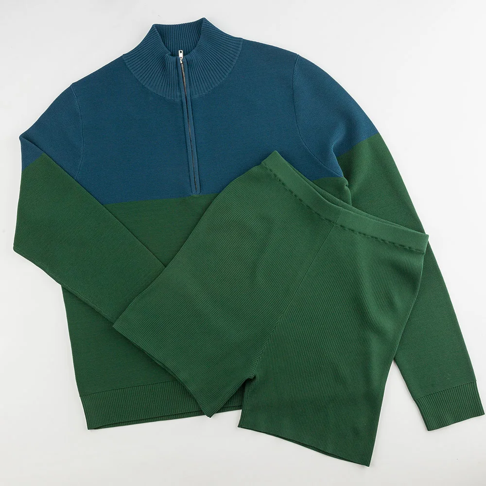 Женский спортивный комплект из 2 предметов свитер с длинным рукавом и высоким воротником лето