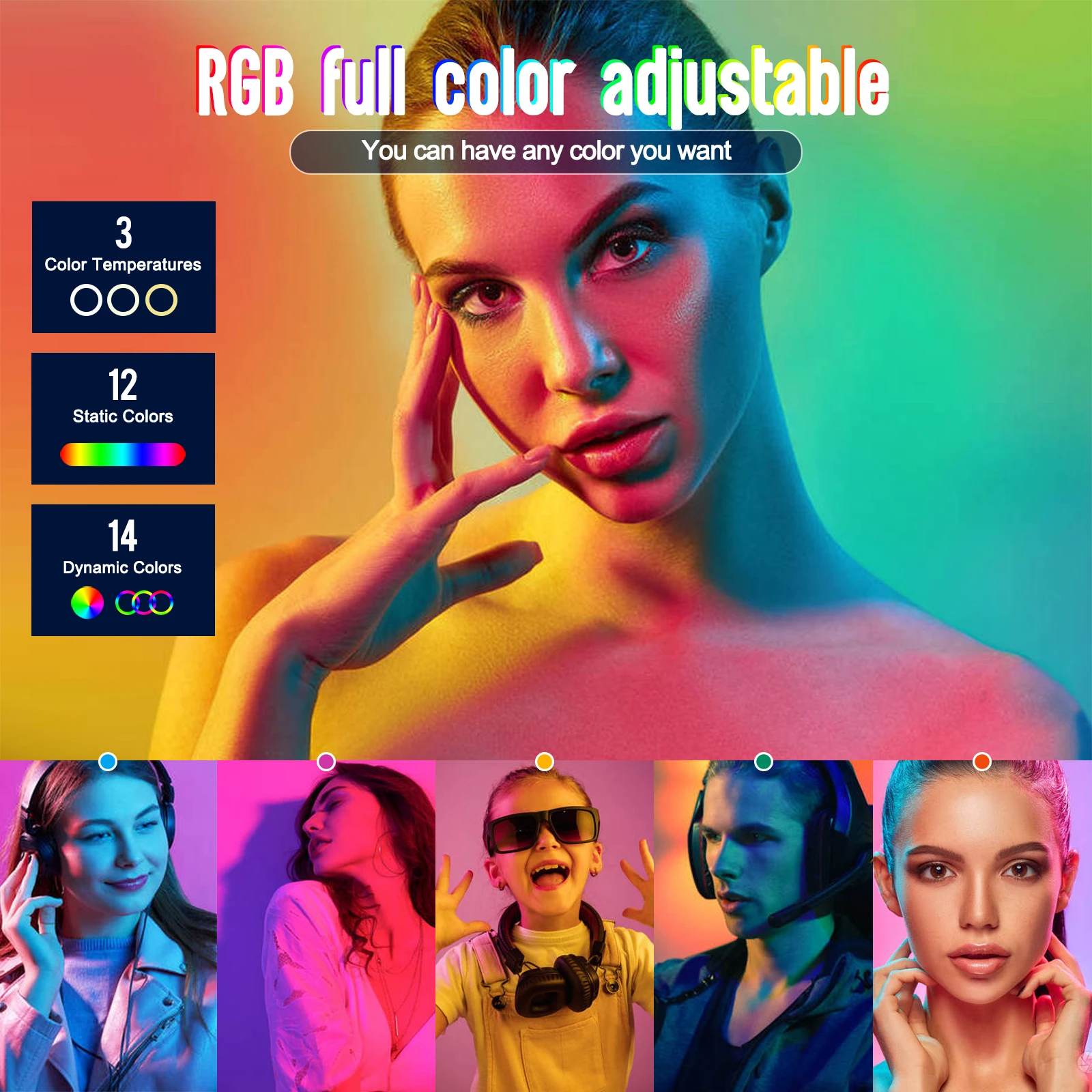 YELANGU Ring RGB Selfie Light Remote Control  with Tripod Stand