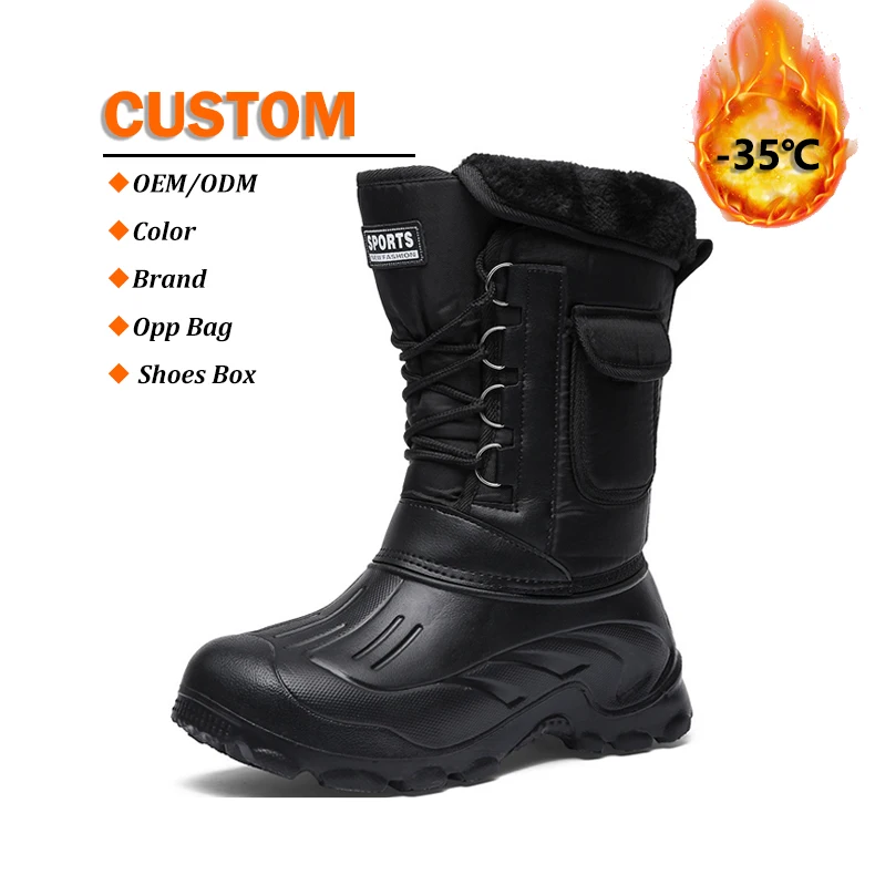 Winter Thermal EVA Snow Boots Waterproof Removable Fur Liner Keep Warm Cold Proof Fishing Boots for Men Women Knee-high Boots
