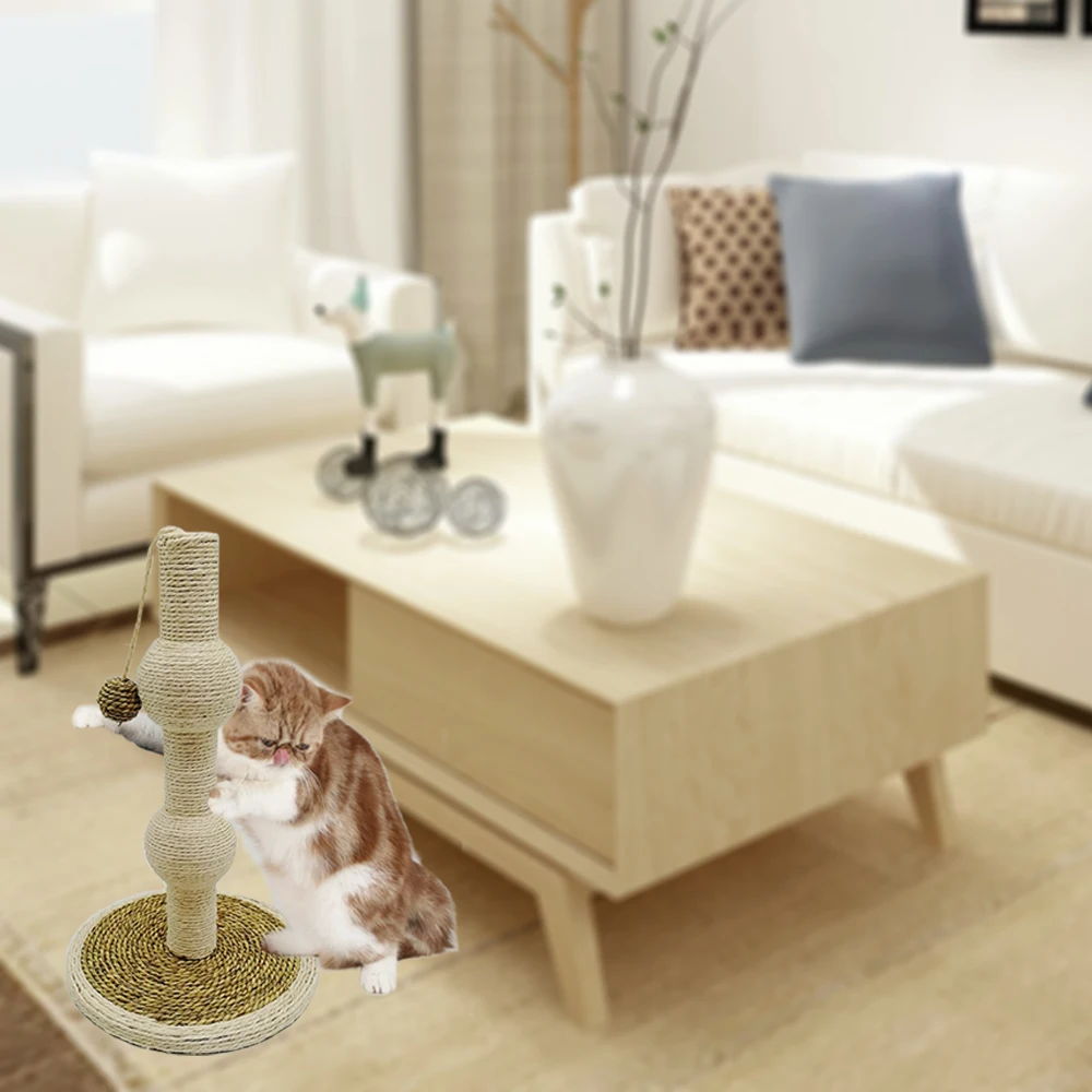 Cat Claw Scratching Sisal Post Tall for Kittens and Cats with toy ball