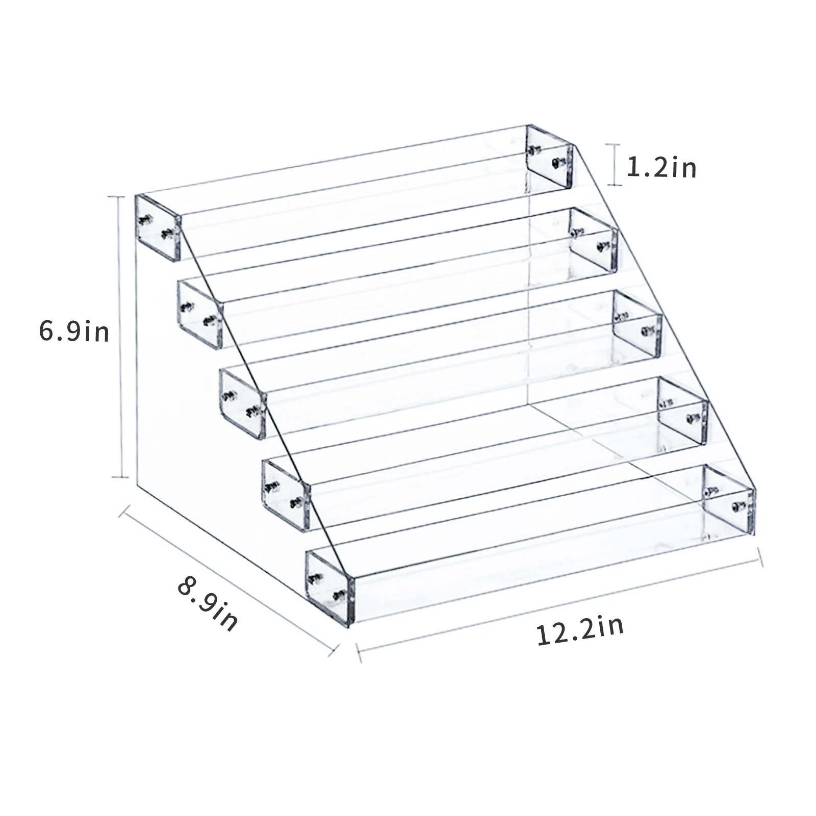 High Transparent Acrylic Perfume Counter Display Stands Desktop Multi-Layer Trapezoidal Acrylic Display Rack