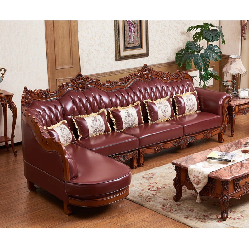 Luxury European Style Antique Classic Solid Wood Sofa Set Living Room Chairs Furniture Sofas