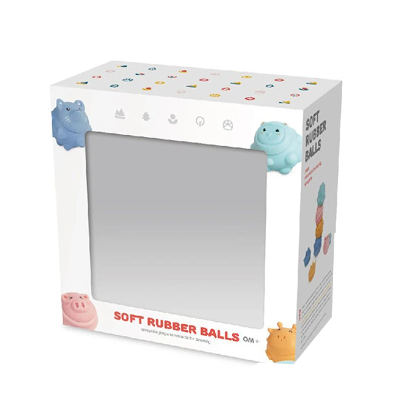 High quality toddler cartoon 4PCS water animal texture soft rubber balls toy baby tactile perception silicone ball juguetes