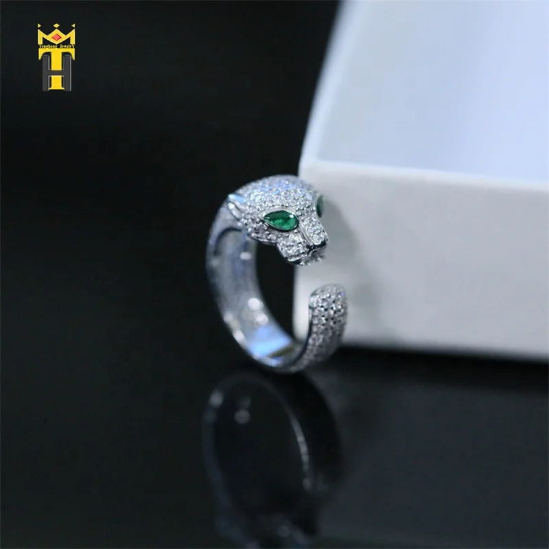 Factory wholesale men women gold plated hip hop iced out animal head punk ring