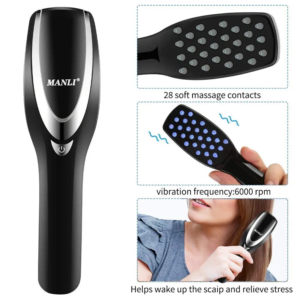 Home Electric Laser Hair Growth Comb anti Hair Loss Massage Therapy Infrared Red Light Vibration Hair Massage Brush