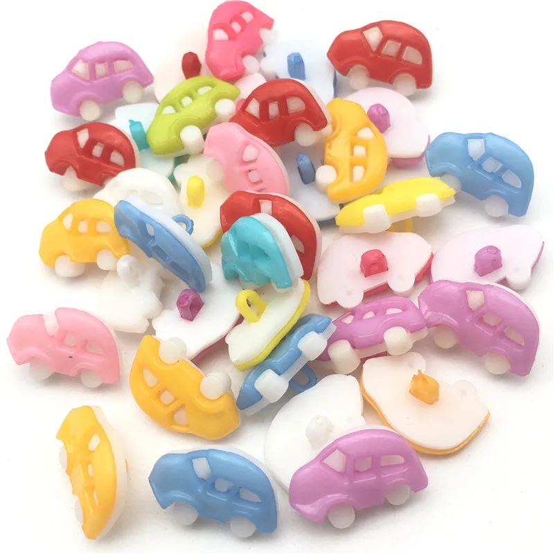 11*18MM Car Shaped Buttons Plastic Mini Buttons Craft Decorations for Scrap Booking Clothing DIY Craft Red Green Blue