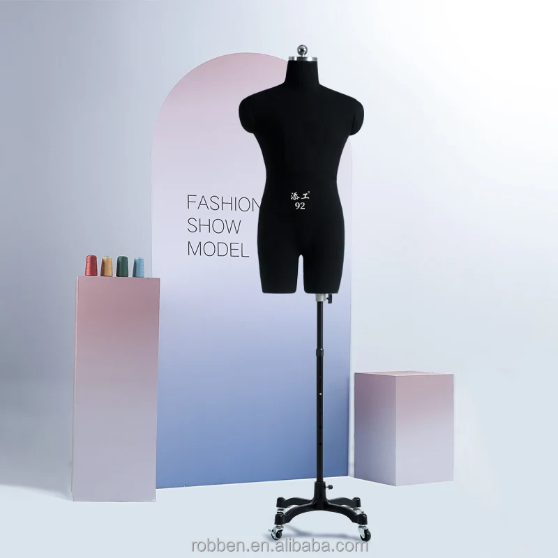 Pinable Sewing Dress Form Mannequin Plus Size male half body Torso Mannequins with Adjustable Height Standing For Clothing