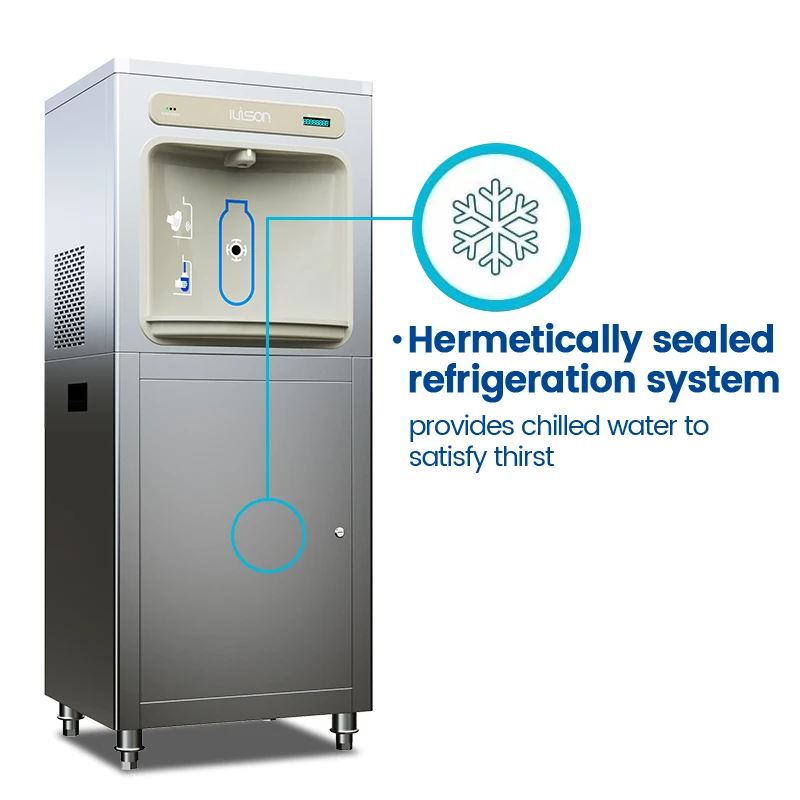 Commercial Large Capacity Stainless Steel Free Standing Water Bottle Filling Station RO Filter Water Cooler Dispenser