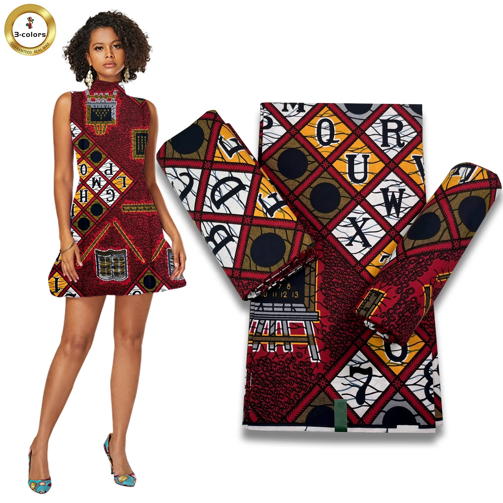 Factory Supply  Wax African Satin Silk Real  Fabric Custom