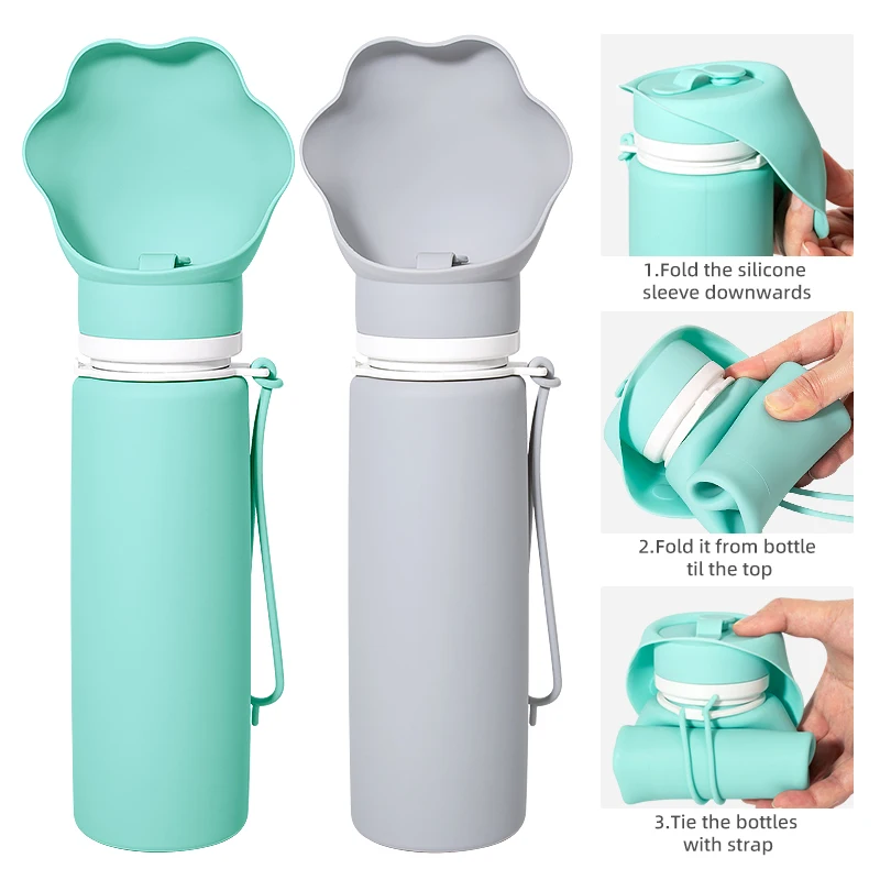 BPA-Free Silicone Collapsible Portable Travel Water Bottle Dispenser for Dogs