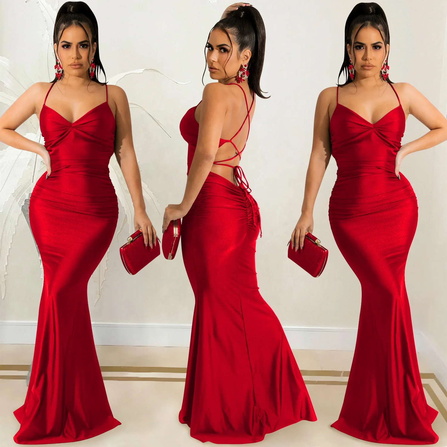 Satin Bridesmaids Dresses Wholesale Satin Wedding Dresses for Bridesmaid Sexy Red Bridesmaid Dresses