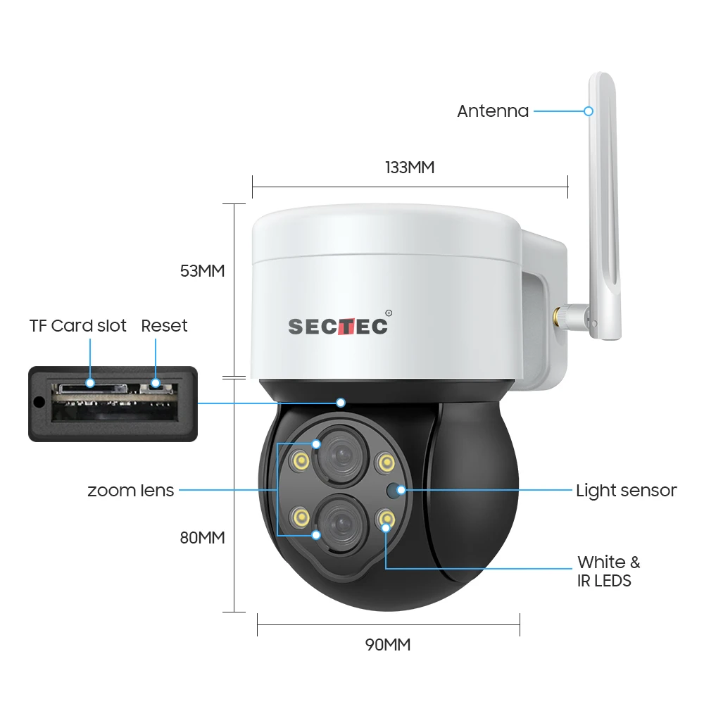 Sectec HD 4MP10X зум CCTV камера IP Wifi наружная Водонепроницаемая 4MP сетевая мини