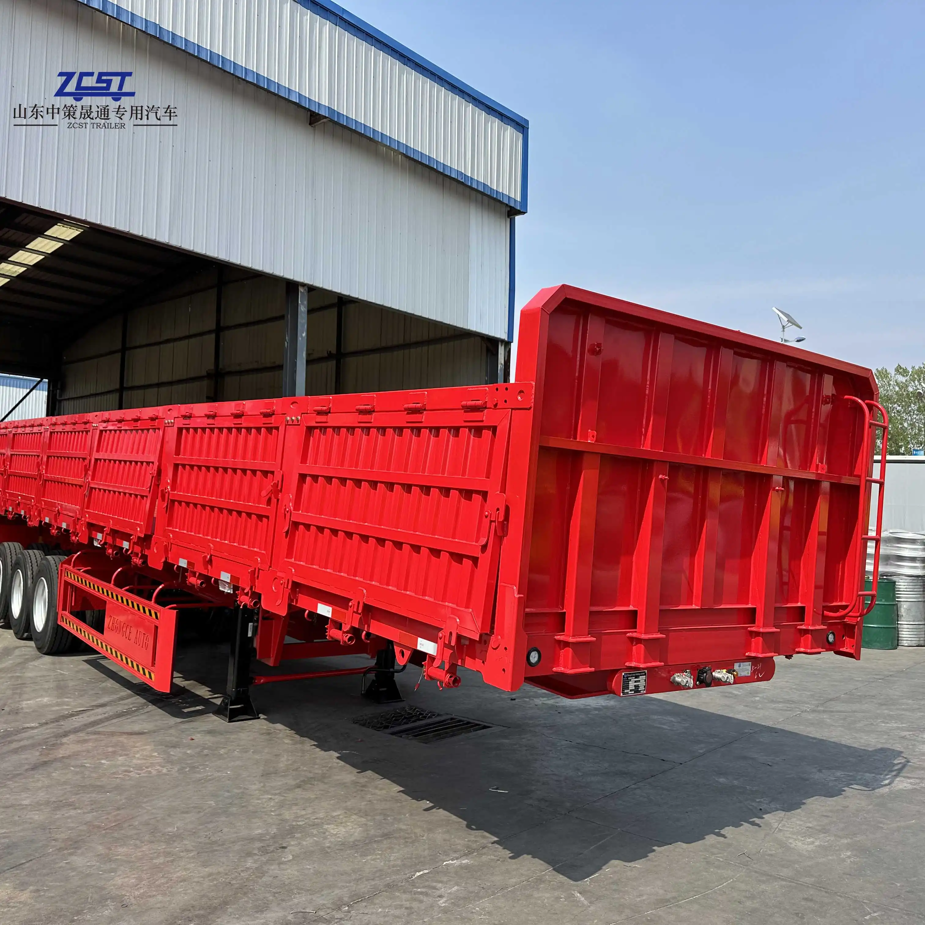 Heavy Duty 3 Axle Truck Semi Trailer with Stake Sidewall for Cargo Transport featuring 12R22.5 Tyre
