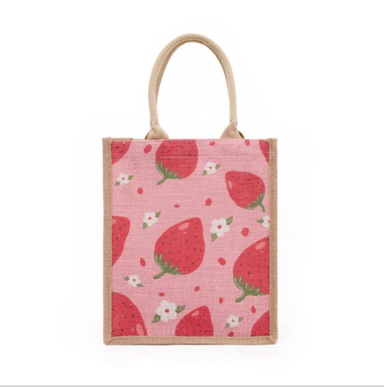 Printed custom canvas cotton manufacturers burlap wine bag hessian jute shopping bag burlap tote jute bag