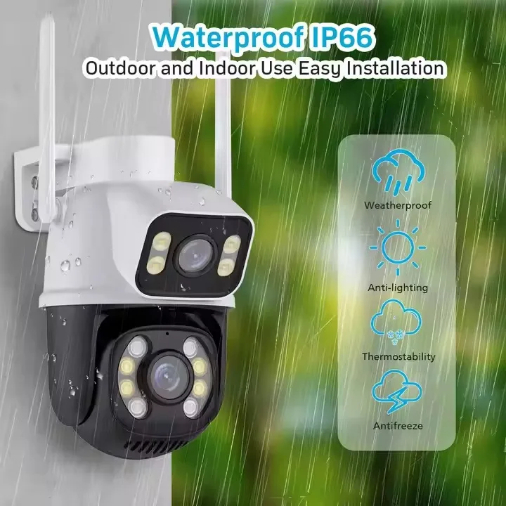 6MP Ai smart outdoors Home Night Vision With Two Audio Surveillance security wifi wireless cc tv dual lens icsee ptz dome camera