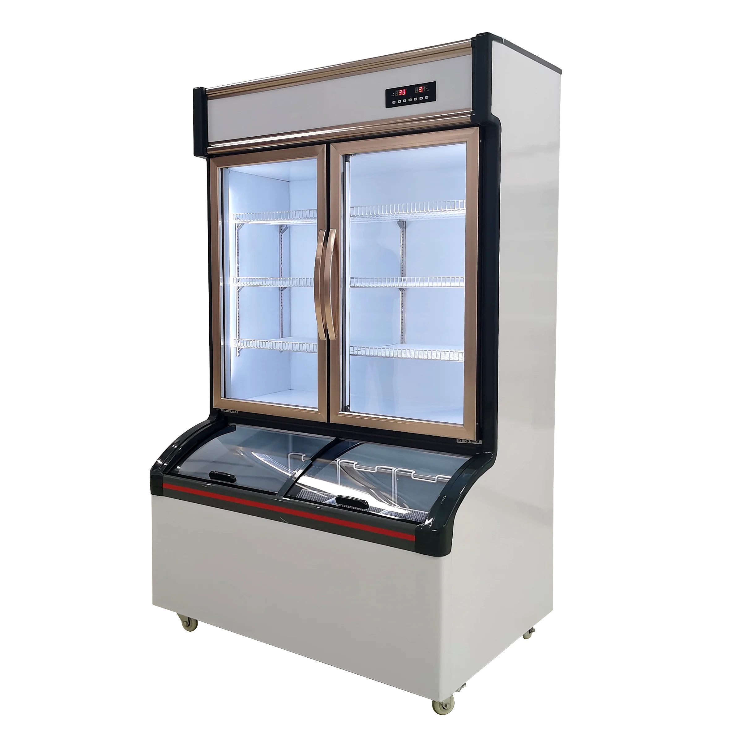 Freezer Glass Showcase convenience store two temperature cabinet Supermarket Food Beverage frozen Food Meat Freezer