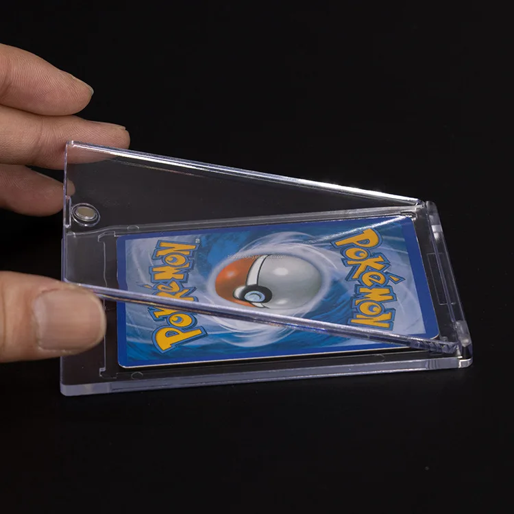 35PT Magnetic One Touch Card Holder Baseball Sport Transparent Plastic Magnetic Card Case