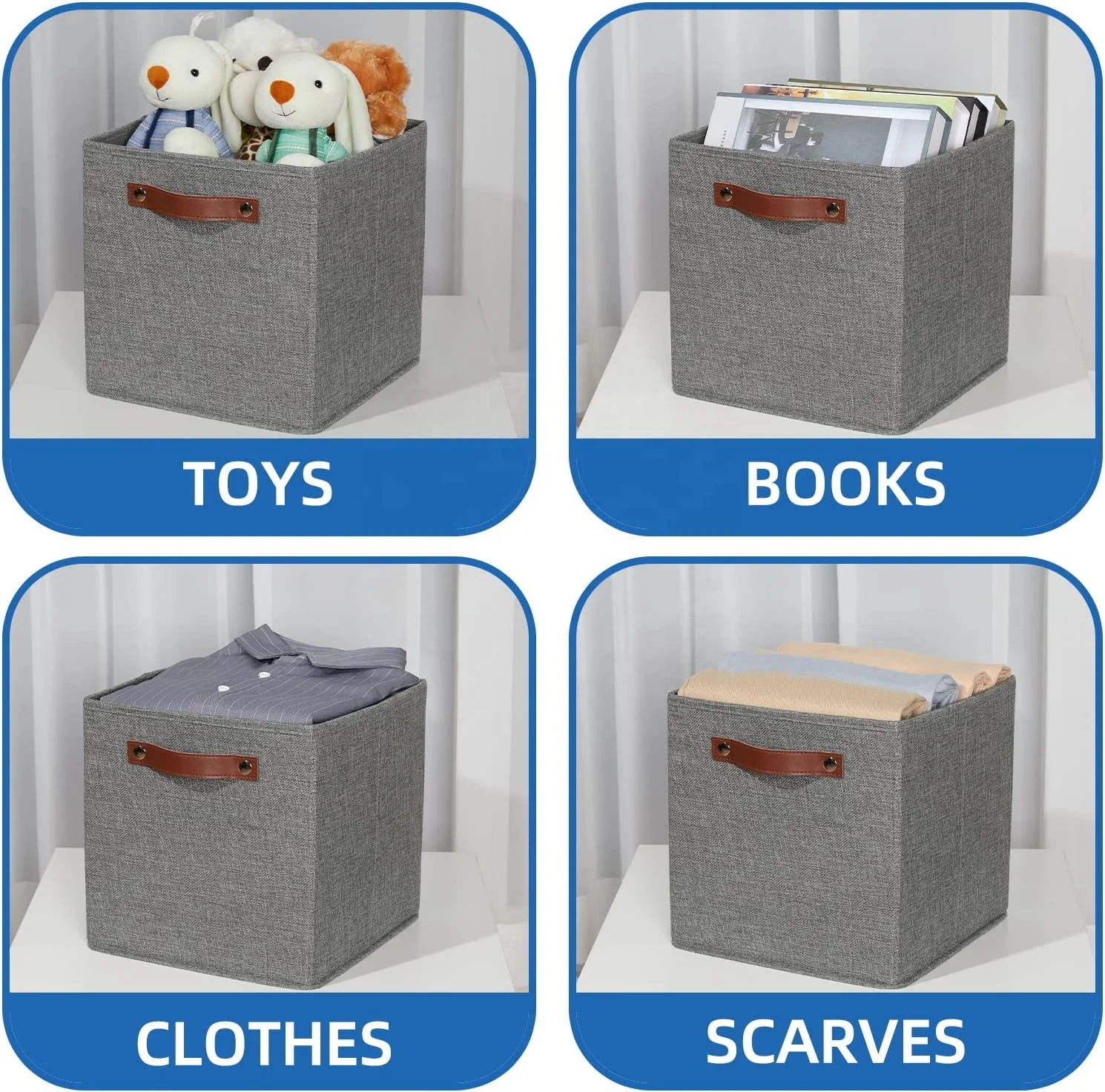 Homeplus 2024 New style fabric Canvas Organization Baskets Storage Baskets for Organizing Shelves Foldable Box for Home use
