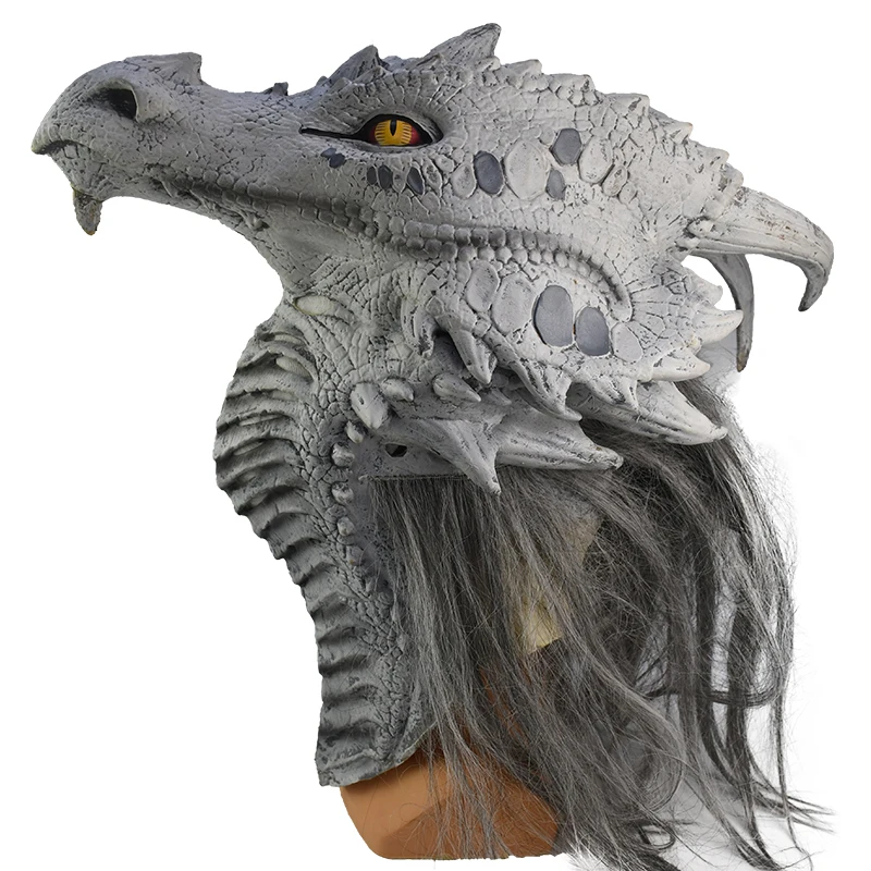 Arctic Dragon Premiere Full Latex Halloween Beast Costume Mask Custom Logo Horror Mask for Cosplay Dress up