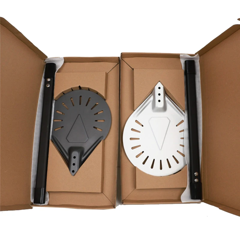 7inch Anode hard film perforated aluminum alloy professional  pizza shovel turning peel with 40cm handle