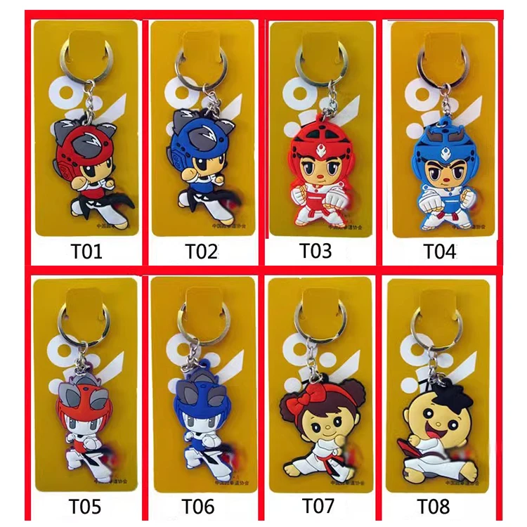 Hot sale cheap souvenir custom photo personalized key ring rubber martial arts key chain silicone PVC karate taekwondo keychain